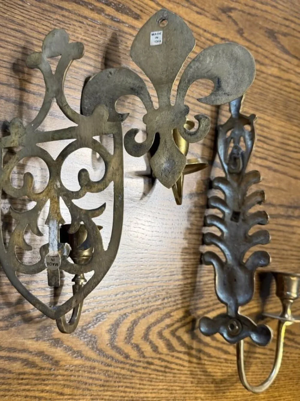 Vintage Wall Sconces Set of 3 Brass Gold Tone